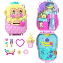 POLLY POCKET Puppen und Spielset Ananas-Äffchen-Schatulle mit 1 Mikropuppe und Haustier