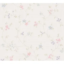 A.S. Création Maison Charme Vliestapete Blümchenranke (Pastellcreme-Grün-Blau, Floral, 10,05 x 0,53 m)