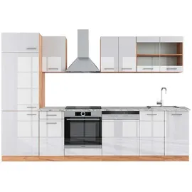Vicco Küchenzeile R-Line 300 cm Weiß Hochglanz/Goldkraft Eiche