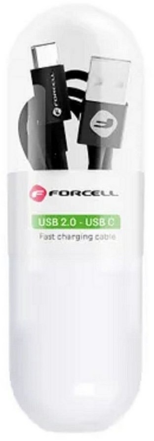 Forcell Kabel USB auf Typ C 2.0 2.1A C319 TUBA schwarz Smartphone-Kabel, (100 cm) schwarz