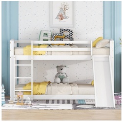 HAUSS SPLOE Kinderbett Etagenbett für Kinder Kinderbett Hochbett (90x200cm, weiß(ETA 7.13), Einfache Montage, Massiver Holzbettrahmen, Etagenbett mit Rutsche, Raumsparend weiß
