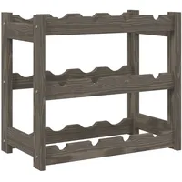 vidaXL Weinregal 12 Flaschen  Grau Massivholz Kiefer