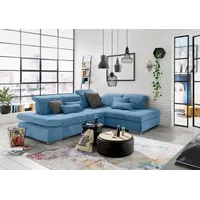 Set One by Musterring Ecksofa SO 4100 mit komfortablen Federkern und Kopfteilverstellung, wahlweise mit Bettfunktion und Sitztiefenverstellung, L-Form blau