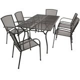 DEGAMO Garnitur CLASSIC 7-teilig, Streckmetall anthrazit Tisch 90x150cm)