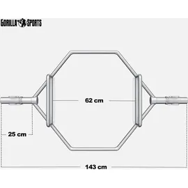 Gorilla Sports Trap Bar Hantelstange Hexagon 25 kg grau