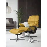 Stressless Stressless® »Reno«, (Set, Relaxsessel mit Hocker), mit Hocker, mit Cross Base, Größe S, M & L, Holzakzent Braun, gelb