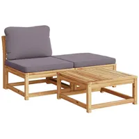 vidaXL 3-tlg. Garten-Lounge-Set mit Kissen Massivholz Akazie