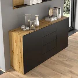 petits-meubles Sideboard 164 x 89 cm Schwarz
