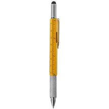 Lobwerk 6in1 Stift Kugelschreiber Tool-Pen Wasserwaage Touchpen Schraubendreher Lineal Gelb