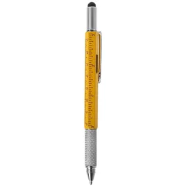 Lobwerk 6in1 Stift Kugelschreiber Tool-Pen Wasserwaage Touchpen Schraubendreher Lineal Gelb