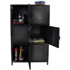 Rikta Metallschrank Stahl 75 x 120 x 35 cm grau/ schwarz 6 Türen abschließbar