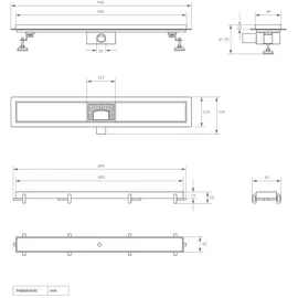 luxebath Duschrinne 2in1, befliesbar, extra flach, Silber, Doppelseitige Bodenablauf, Komplettset Bodenbefestigung, Duschablauf, Siphon Geruchsstop, Haarsieb, Ablaufrinne Dusche