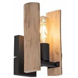 just light. LeuchtenDirekt Wandleuchte Log in Natur-hell und Schwarz E27 braun