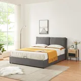 [en.casa] Polsterbett Lunner mit Bettkasten 160x200 cm Dunkelgrau [en.casa] Bett, 160 x 200