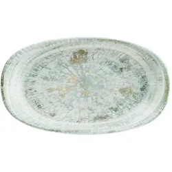 2x Bonna Odette Olive Gourmet Platte oval 34x19cm 4cm hoch Grün weiß Porzellan Servierplatten Speise Geschirr
