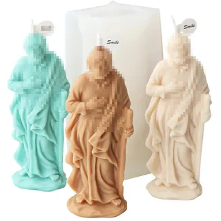 JS MOLD Silikonform Kerzen Gießform 3D Jesus Silikon-Kerzenform, Joseph Kerzengießform Silikon,Kerze Form Für Kerzen Machen, Statue, Handwerk Ornamente