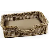 Kobolo Hundekorb Hundesofa aus stabilem Rattan geflochten inkl. Kissen 72x53x20 cm