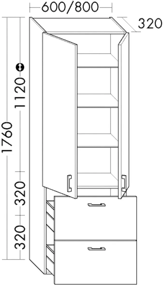 Burgbad Hochschr.Sys30 PG1 Aqua 1760x800x320 Eiche Dekor Klassik, HSBC080F6435 HSBC080F6435