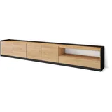 SKRAUT HOME Lowboard 310x50x37 cm Eiche Schwarz Holzwerkstoff