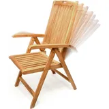 VCM Hochlehner Klappstuhl verstellbar Teak Holz behandelt Maße - H 110 cm, B 56cm, T 75 cm