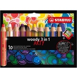 Stabilo Buntstifte woody 3in1 ARTY 10er Set mit Spitzer