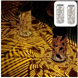 Marrakesch Orient & Mediterran Interior 2er Set Boho Solarlaterne Solar Laterne Windlicht Lampe Outdoor Hoja Weiss