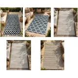 Moderner Outdoor-Teppich in verschiedenen Designs Garten-Teppich Dekoteppich ca.90 x 150cm in Weiß/Schwarz, Blau/Weiß, Grün/Weiß, Weiß/Grau oder Grau/Weiß - One-Size