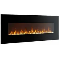 BREAKLING Elektrokamin XL 122cm - Wandkamin Kaminofen mit Heizung- Wandmontage Fernbedienung - Schwarz - Flammeneffekte