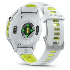 Garmin Forerunner 970 Steinweiss/Titanium Titan mit Silikon-Wechselarmband 22 mm Steinweiss/Transparent Amp Yellow