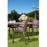 Dmora Gartenstuhl Torino, Gartensitz, Stuhl für Esstisch, Gartensessel mit Rattaneffekt, 100 % Made in Italy, 54x60h82, Braun