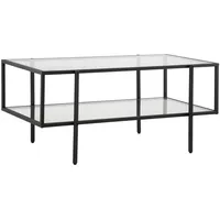 Homcom Beistelltisch Couchtisch mit Ablage, Kaffeetisch aus Hartglas, für