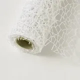 Whakano 1 Rolle Netzband Dekoband Großes Loch Tüll,Deko Mesh Band Breit Geschenkband Ribbon,für DIY Blumen Geschenkverpackung,Tischdeko,Geburtstag,Party Deko,50cm x 5 Yards,Weiß
