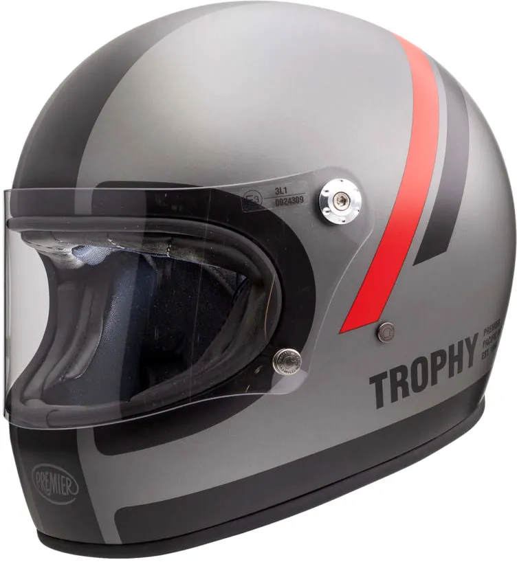 Premier Trophy DO, casque intégral - Mat Gris/Noir/Rouge - XS