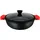 Briebe Black Titanium Servierpfanne für InduktionTitan, Topf 30cm Gussaluminium PFOA-Freie Glasdeckel, Schwarz