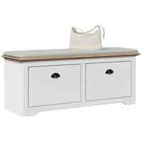 vidaXL BODO Flurbank 114x40x45 cm Weiß/Braun