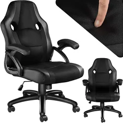 tectake® Bürostuhl, ergonomische Form, Kunstlederbezug mit Mesh-Gewebe, stufenlos höhenverstellbar