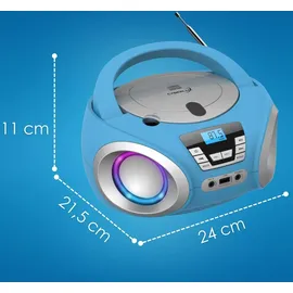 Cyberlux CD-Player mit LED-Beleuchtung | Kopfhöreranschluss | Tragbares Stereo Radio Blau