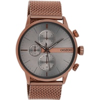 OOZOO Quarzuhr Oozoo Herren Armbanduhr Timepieces Analog, (Analoguhr), Herrenuhr rund, groß (ca. 45mm) Metall, Mesharmband, Casual-Style braun