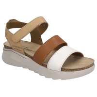 JOSEF SEIBEL Damen Riemchensandalen Celine 06,Weite G (Normal),Freizeitschuhe,offene Schuhe,Sandaletten,bequem,flach,Beige (Natur-Multi),39 EU - 39 EU