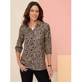 Sieh an! Longbluse in camel-schwarz-bedruckt | Gr.: 38