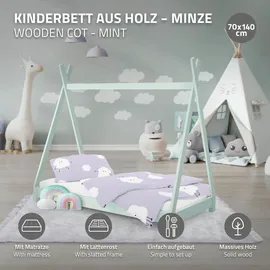 ML-Design Kinderbett Tipi 70 x 140 cm Kiefer mint