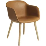 Fiber Armchair, wood base, refine leder cognac / eiche