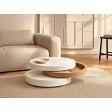 vente-unique Couchtisch rund Weiß Eiche 0 x 0 cm
