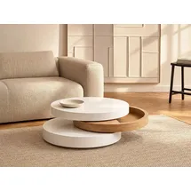 vente-unique Couchtisch rund Weiß Eiche 0 x 0 cm