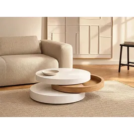vente-unique Couchtisch rund Weiß Eiche 0 x 0 cm