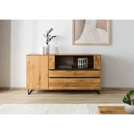 MASSIVMOEBEL24.DE Sideboard 160 x 87 x 43 cm Wildeiche geölt / Beige