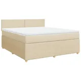 vidaXL Boxspringbett mit Matratze Creme 180x200 cm Stoff