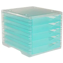 styro Schubladenbox styroswingbox light  aqua 275-8430.25224, DIN C4 mit 5 Schubladen