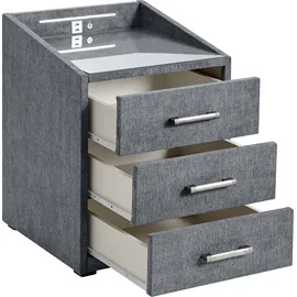 meinBett Nachtkonsole mit LED-Beleuchtung und USB-Anschluss ¦ grau ¦ Maße cm B: 47 H: 61 T: 46.0