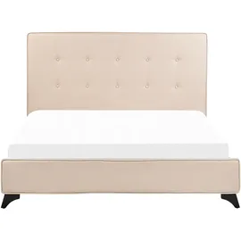Beliani Polsterbett Beige Textil, 140x200 cm, Schlafzimmer, Betten, Polsterbetten